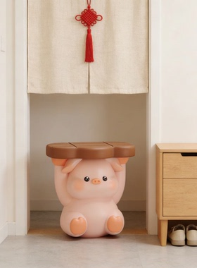 卡通小猪树脂儿童玄关收纳摆件