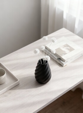 极简几何黑色陶瓷花瓶摆件送礼