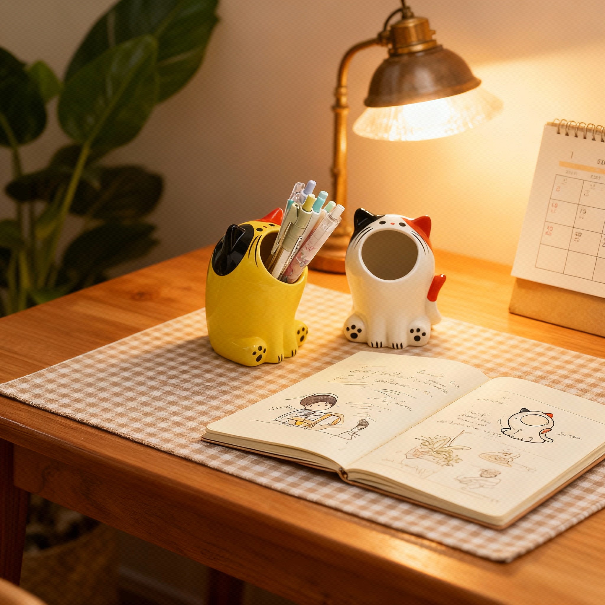 可爱动物造型笔筒桌面收纳摆件