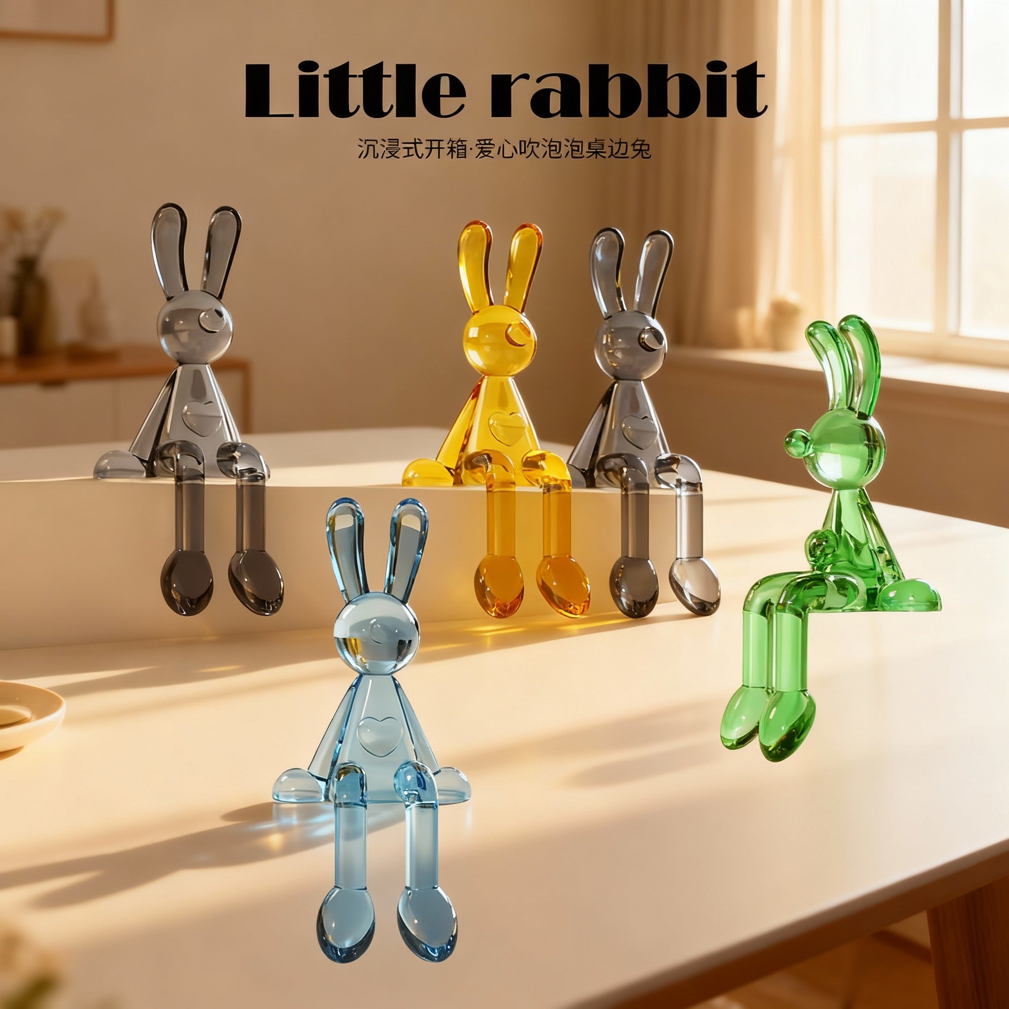 Littlerabbit软萌治愈系兔子摆件树脂工艺桌面装饰免安装,家居饰品,桌面摆件,淘宝优惠券,粉丝福利购,淘宝优惠卷
