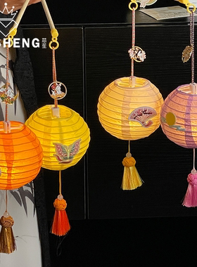 中式手工竹制发光灯笼客厅摆件