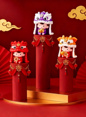 新中式树脂狮摆件套组客厅装饰乔迁送礼红色好运国风摆件