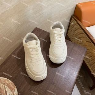 55020 厚底牛皮小白鞋 SANMI 叁米