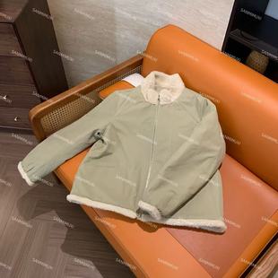 H7337 拼接毛领小立领棉服外套 SANMI 叁米