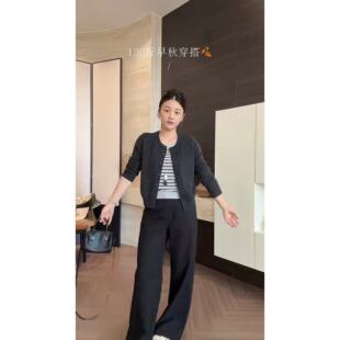 正肩假两件针织上衣 Y502