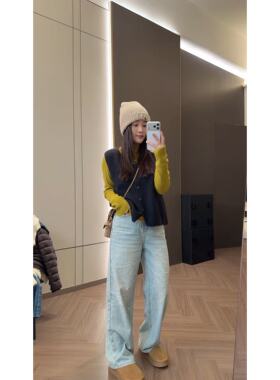 SANMI/叁米  【满钻裤】单里直筒阔腿拖地牛仔裤 K151