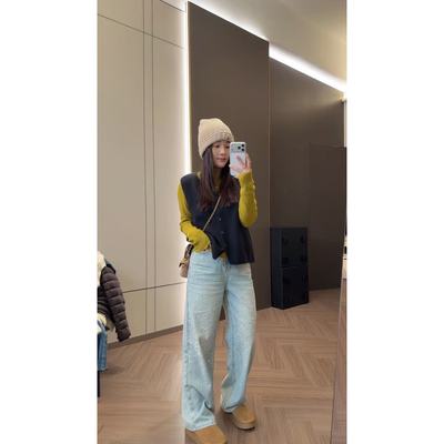 SANMI/叁米  【满钻裤】单里直筒阔腿拖地牛仔裤 K151