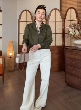 SANMI/叁米  【2026春款皱皱裤】松弛显瘦百搭直筒皱皱裤   W123