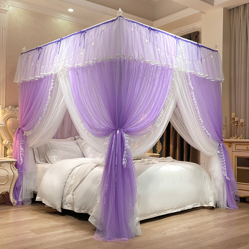 双层落地蚊帐2024新款家用卧室高级公主风加密加厚三开门宫廷文帐