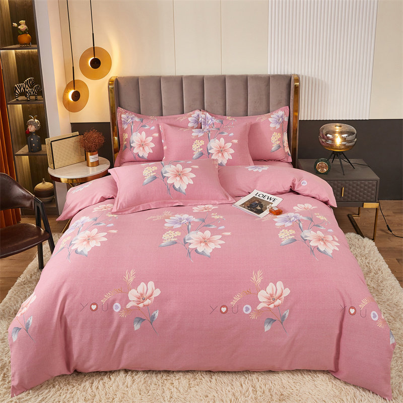 全棉四件套100%纯棉斜纹床单被套1.5床1.8m加厚磨毛4件套床上用品