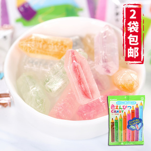 日本进口零食 甘露彩色铅笔糖8味什锦水果糖硬糖80g 儿童糖果8286