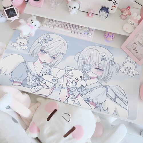 水色梦境二次元少女心鼠标垫