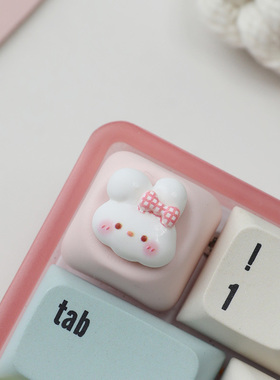 可爱小兔子创意个性键帽原创卡通装饰女生客制化机械键盘键帽礼物