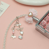 敲敲莓机械键盘航插线编织客制化数据线RGB发光渐变粉色DIY键盘线