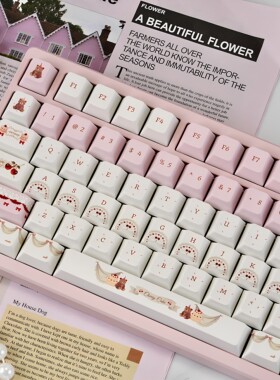 樱桃蛋糕少女心粉色键帽