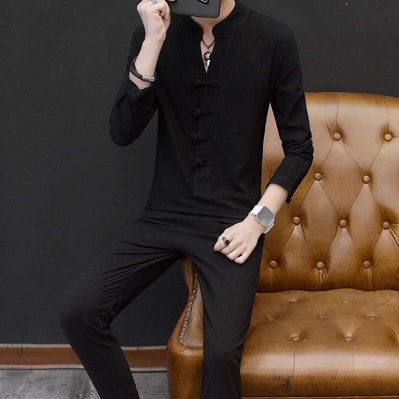 Flax Short sleeved T-shirt suit Men's T-shirt Cambric natural Summer wear men's wear Large Thin section ventilation Bottom 5in the Men's clothing, T-shirt  category - from Buy2taobao.com to provide professional Taobao agent buy service