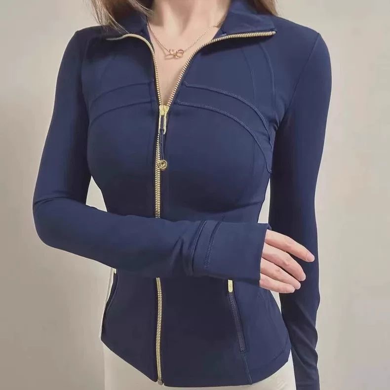 新款瑜伽服修身显瘦立领夹克运动外套户外健身薄款透气拉链上衣