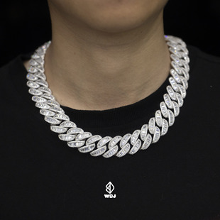 hiphop chain WBJ定制珠宝21mmT方古巴项链纯银S925 cuba