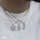 满镶嵌小吊坠项链 WBJ定制珠宝小字母数字定制吊坠银饰S925银镀金