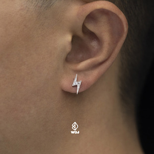 stud earring WBJ定制珠宝满镶嵌闪电耳钉镀金S925银 lightning