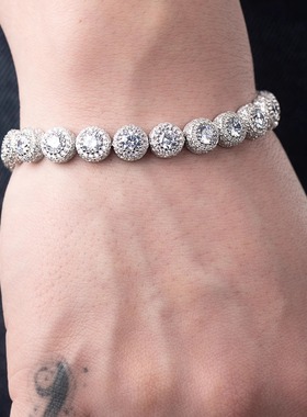 WBJ定制珠宝9mm圆群镶手链银饰