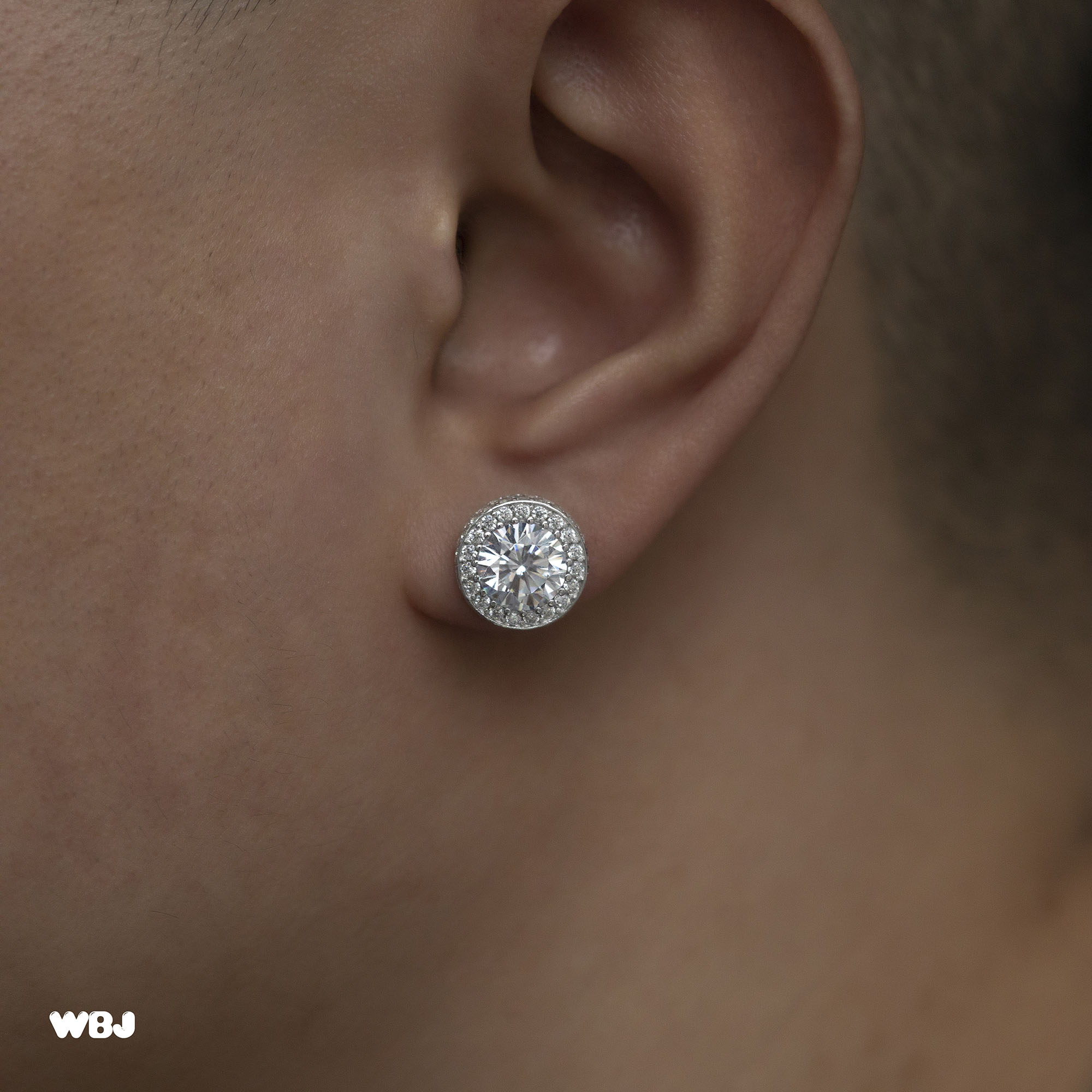 银饰圆形群镶耳钉WBJ银包顺丰