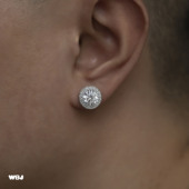 银饰 WBJ定制珠宝圆形群镶耳钉S925银镀金 嘻哈纯银耳钉 耳环