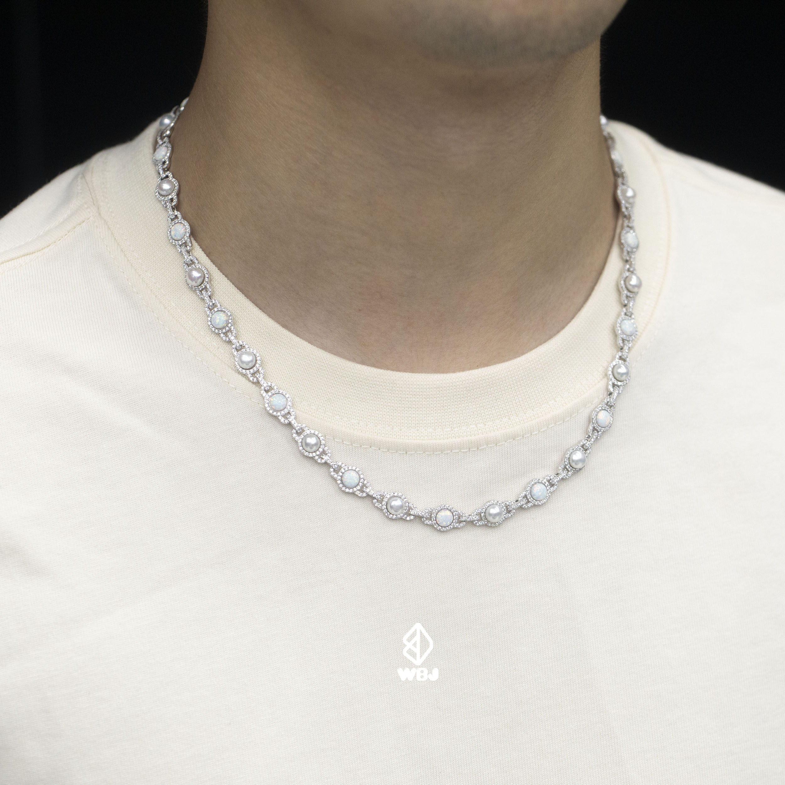 WBJ定制珠宝银珍珠情侣欧泊项链