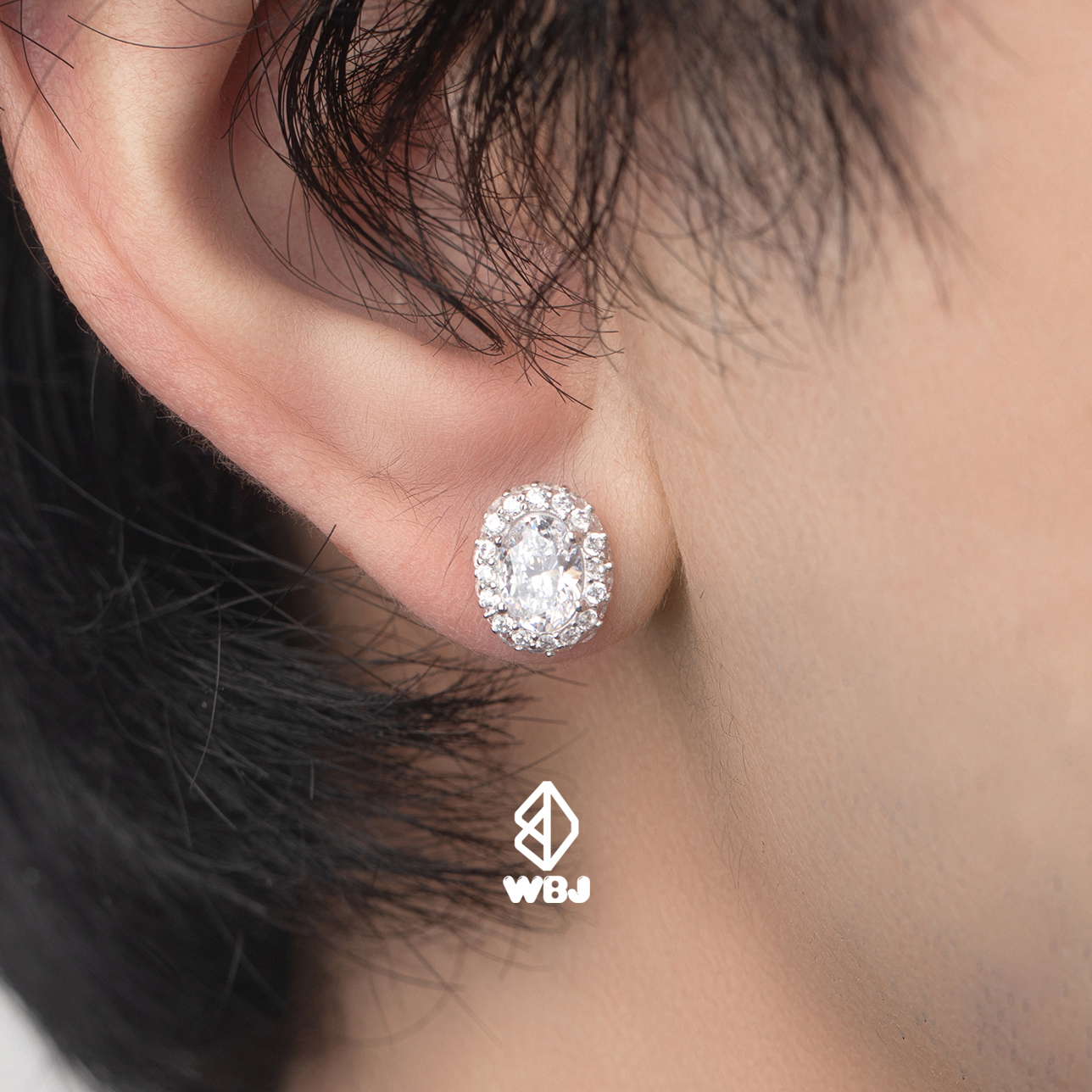 WBJ定制珠宝椭圆群镶耳钉超闪