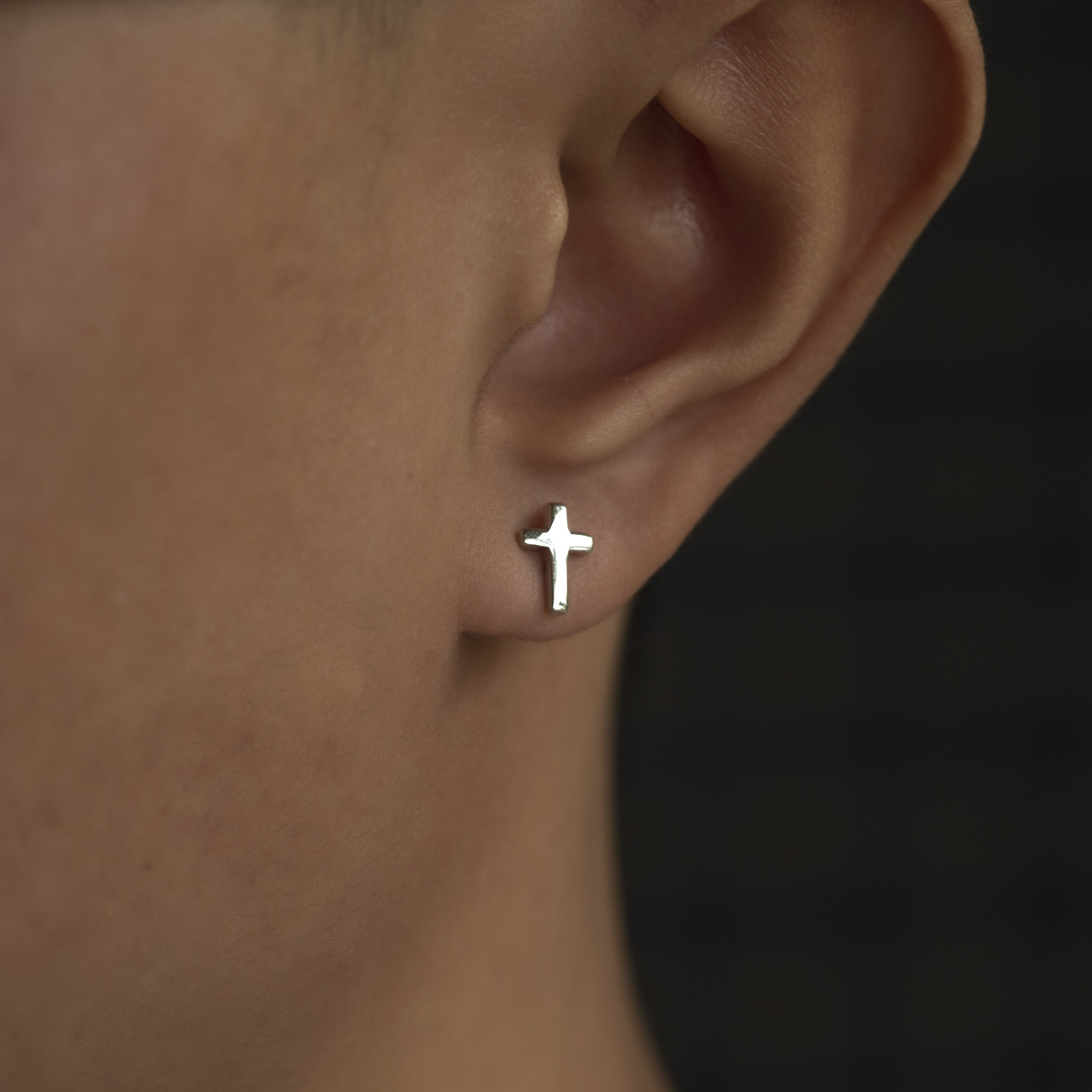 wbj定制珠宝十字架耳钉纯银