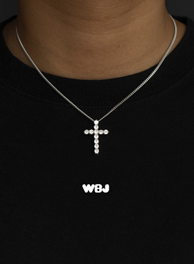 WBJ定制珠宝无扣十字s925银镀金纯银项链银饰饰品 情侣吊坠