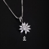 吊坠银饰S925银镀金 WBJ定制珠宝 DIY小菊花 满镶嵌小吊坠项链男