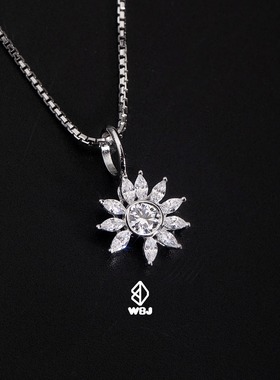 WBJ定制珠宝DIY小菊花吊坠银饰