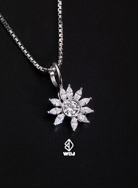 WBJ定制珠宝DIY小菊花吊坠银饰