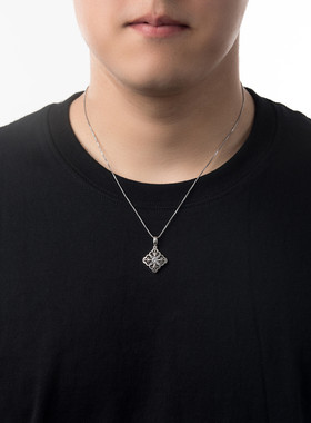 WBJ定制珠宝 复古四叶草吊坠 S925银复古莫桑石系列