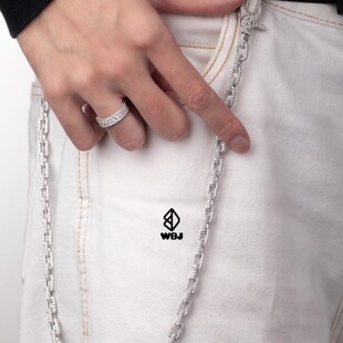 满镶裤 wbj定制珠宝 链 裤 银镀金S925纯银镀金银饰 hermeslink