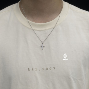 wbj定制珠宝 十字 微型吊坠   S925纯银镀金 项链银饰嘻哈风