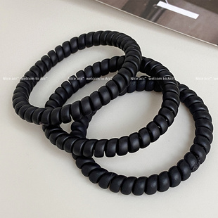 黑色电话线发圈 磨砂细款 耐用橡皮筋简百搭好用小皮套 韩版 10个