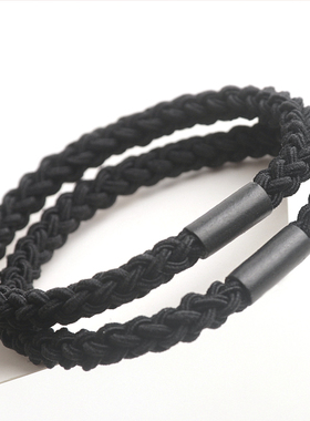 长期主义！高弹耐用编织麻花头绳黑色基础扎头发橡皮筋绑头发皮套