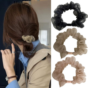 韩国简约ins气质流光网纱发圈高级感夏季 皮套 扎马尾发绳小众新款