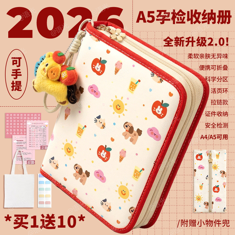 产检收纳册孕检收纳袋孕妇初期必备用品医院报告单孕期档案册带拉链产