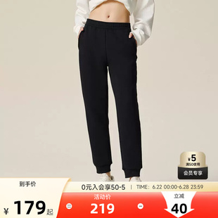 安踏卫裤女士夏季黑色针织运动裤简约百搭休闲长裤162537322N