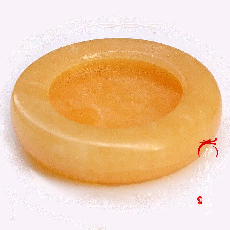 天然黄玉石烟灰缸摆件创意客厅家用摆设男女大小号烟缸玉摆饰包邮
