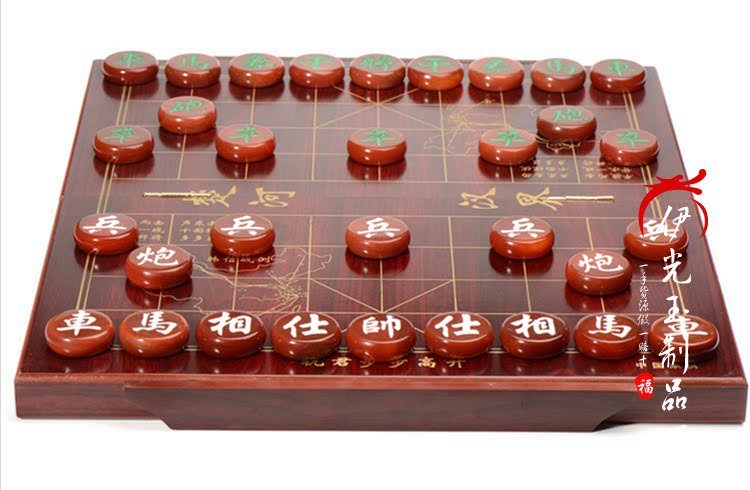 天然红玉髓玛瑙象棋套装摆件象棋抽屉折叠棋盘摆饰送领导围棋摆设