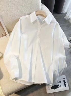 白色长袖衬衫女内搭外穿简约衬衣设计感小众韩风chic上衣外套百搭