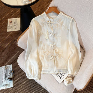 中国风衬衫 爆款 新中式 女装 女汉服潮 老钱风百搭春夏小个子上衣春款
