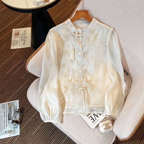 爆款新中式女装中国风衬衫老钱风百搭春夏小个子上衣春款女汉服潮