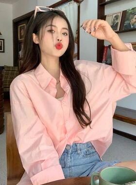 白色衬衫女秋冬上衣装2023新款慵懒风内搭叠穿宽松长袖衬衫百搭