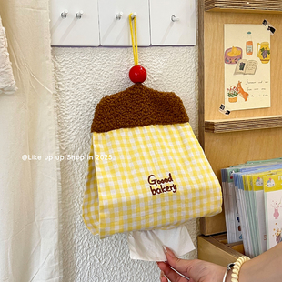 车载纸巾盒ins风纸巾挂袋悬挂式纸巾袋汽车抽纸盒卫生间洗脸巾袋