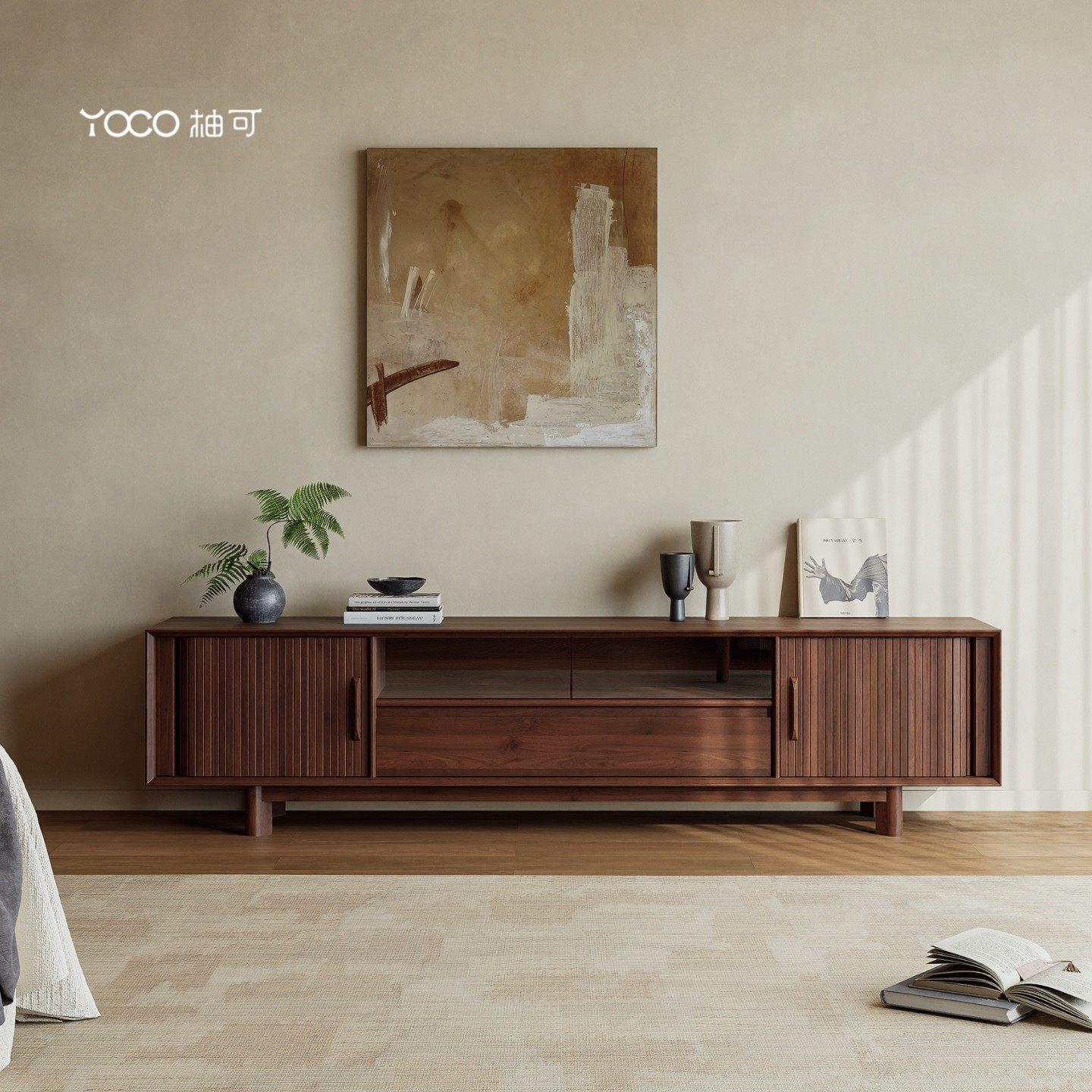 柚可家居电视柜复古实木落地柜客厅收纳柜家用东南亚柚木原木,住宅家具,电视柜,淘宝优惠券,粉丝福利购,淘宝优惠卷